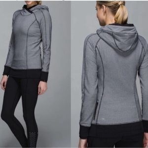 Lululemon hoodie black gray herringbone 6 small